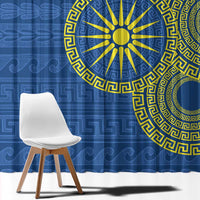 Vergina Sun Macedonia Window Curtain Greek Pattern Blue - Wonder Print Shop