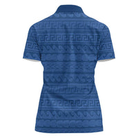 Vergina Sun Macedonia Women Polo Shirt Greek Pattern Blue - Wonder Print Shop