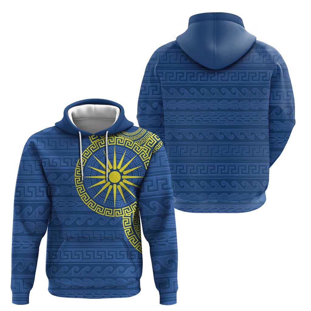 Vergina Sun Macedonia Zip Hoodie Greek Pattern Blue - Wonder Print Shop