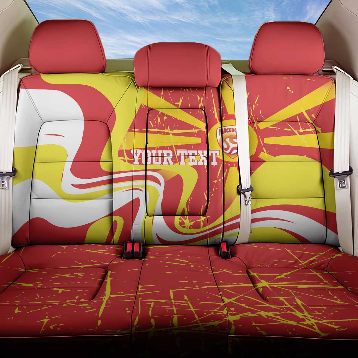 Macedonia Football Custom Back Car Seat Cover Go Risovi Grunge Style - Wonder Print Shop
