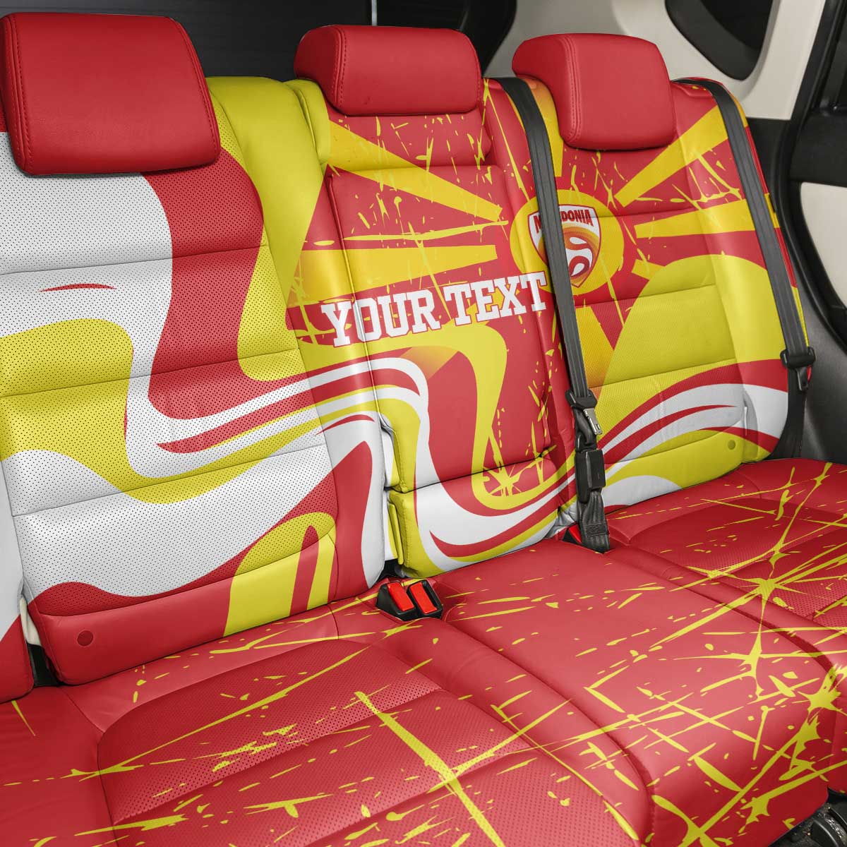 Macedonia Football Custom Back Car Seat Cover Go Risovi Grunge Style - Wonder Print Shop