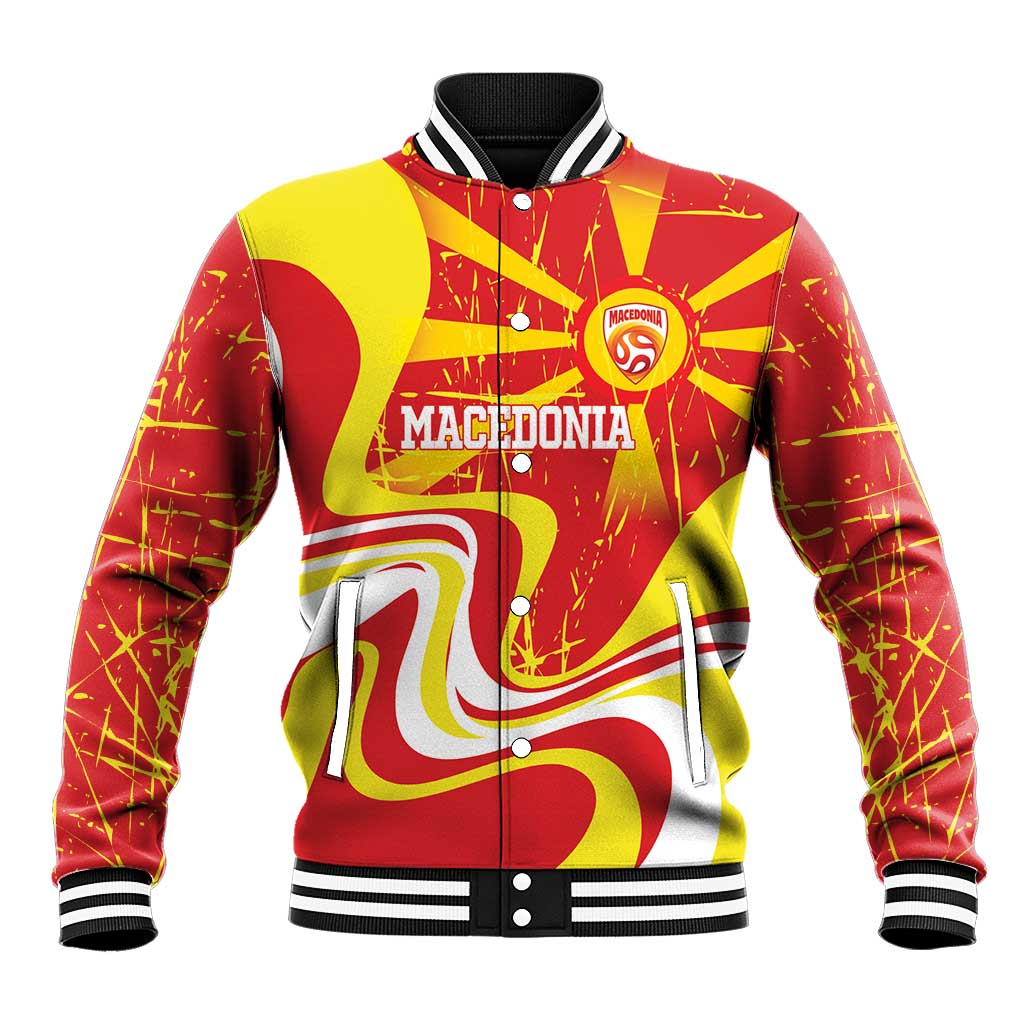 Macedonia Football Custom Baseball Jacket Go Risovi Grunge Style - Wonder Print Shop