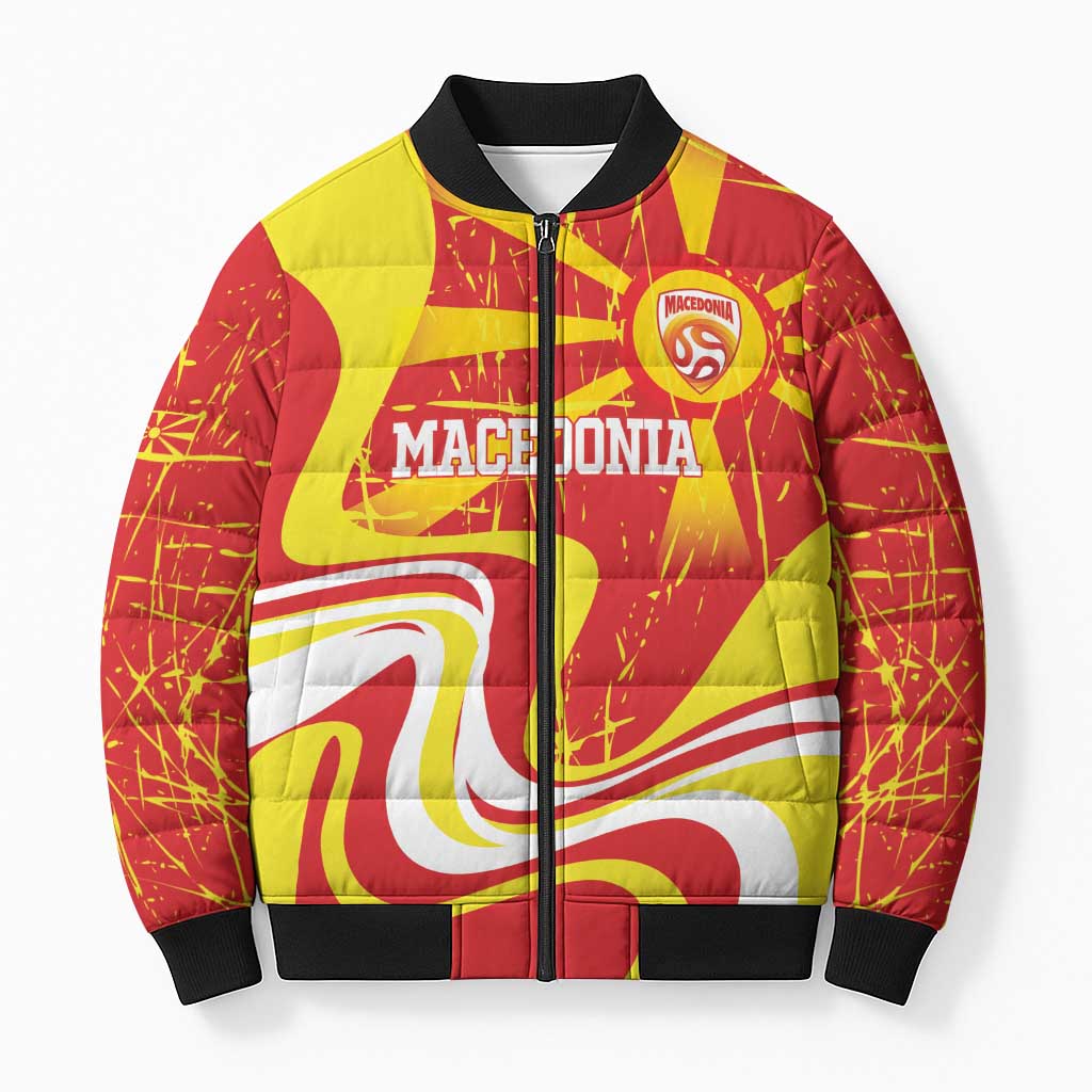 Macedonia Football Custom Bomber Puffer Jacket Go Risovi Grunge Style - Wonder Print Shop