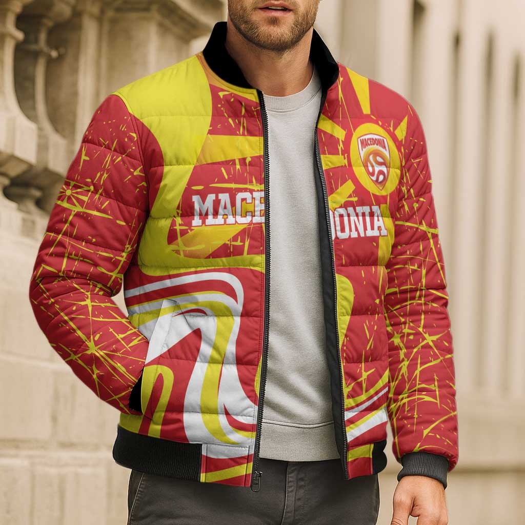 Macedonia Football Custom Bomber Puffer Jacket Go Risovi Grunge Style - Wonder Print Shop