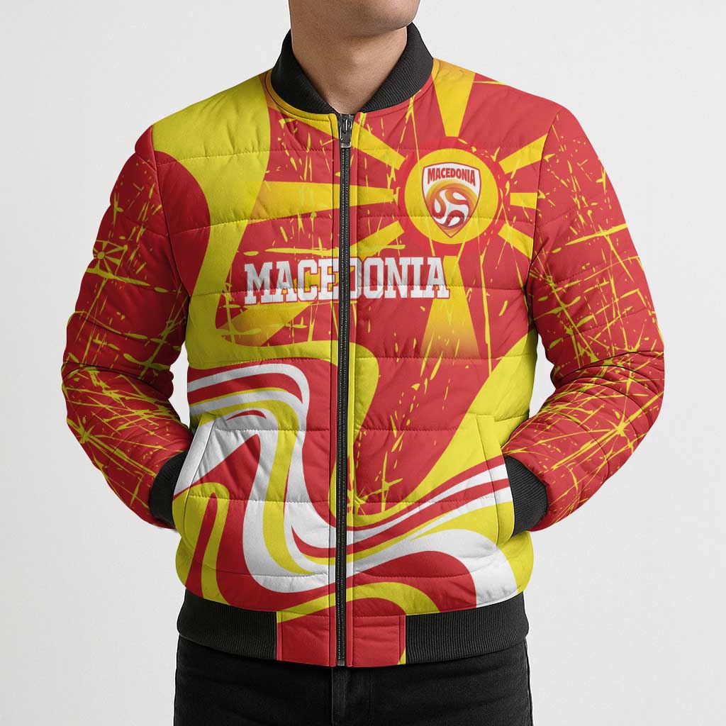 Macedonia Football Custom Bomber Puffer Jacket Go Risovi Grunge Style - Wonder Print Shop