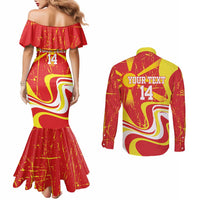 Macedonia Football Custom Couples Matching Mermaid Dress and Long Sleeve Button Shirt Go Risovi Grunge Style - Wonder Print Shop