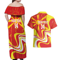 Macedonia Football Custom Couples Matching Off Shoulder Maxi Dress and Hawaiian Shirt Go Risovi Grunge Style - Wonder Print Shop
