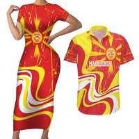 Macedonia Football Custom Couples Matching Short Sleeve Bodycon Dress and Hawaiian Shirt Go Risovi Grunge Style - Wonder Print Shop