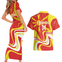 Macedonia Football Custom Couples Matching Short Sleeve Bodycon Dress and Hawaiian Shirt Go Risovi Grunge Style - Wonder Print Shop