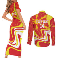 Macedonia Football Custom Couples Matching Short Sleeve Bodycon Dress and Long Sleeve Button Shirt Go Risovi Grunge Style - Wonder Print Shop