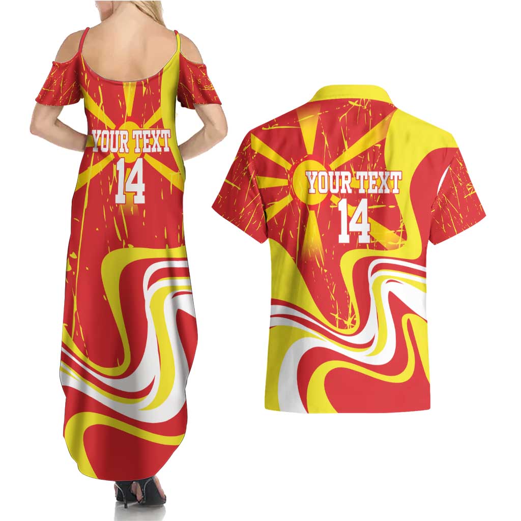 Macedonia Football Custom Couples Matching Summer Maxi Dress and Hawaiian Shirt Go Risovi Grunge Style - Wonder Print Shop