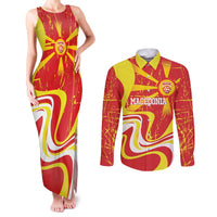 Macedonia Football Custom Couples Matching Tank Maxi Dress and Long Sleeve Button Shirt Go Risovi Grunge Style - Wonder Print Shop