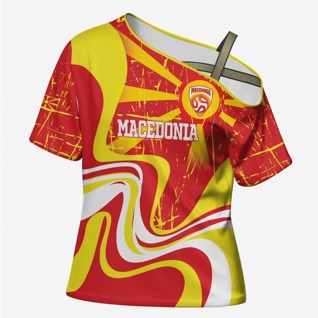 Macedonia Football Custom Cross Shoulder Shirt Go Risovi Grunge Style - Wonder Print Shop