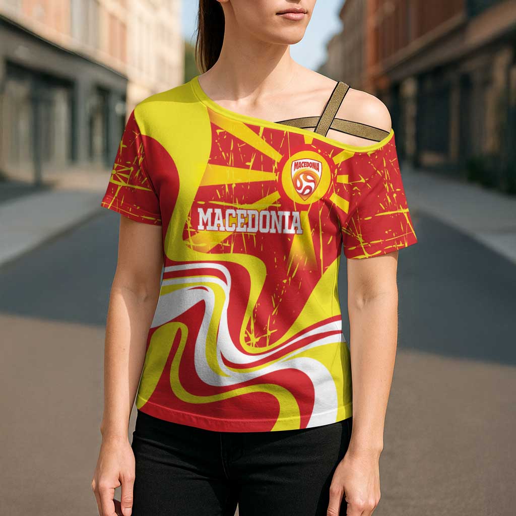 Macedonia Football Custom Cross Shoulder Shirt Go Risovi Grunge Style - Wonder Print Shop