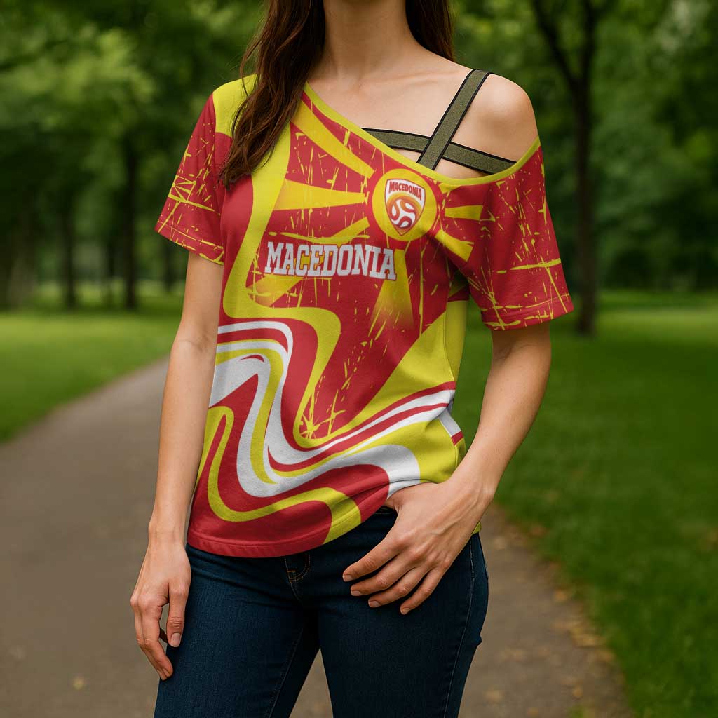 Macedonia Football Custom Cross Shoulder Shirt Go Risovi Grunge Style - Wonder Print Shop