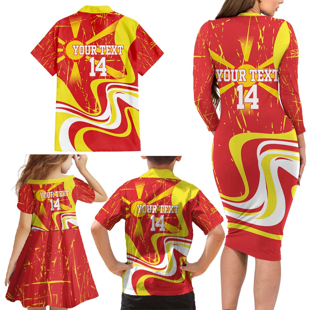 Macedonia Football Custom Family Matching Long Sleeve Bodycon Dress and Hawaiian Shirt Go Risovi Grunge Style - Wonder Print Shop