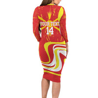 Macedonia Football Custom Family Matching Long Sleeve Bodycon Dress and Hawaiian Shirt Go Risovi Grunge Style - Wonder Print Shop