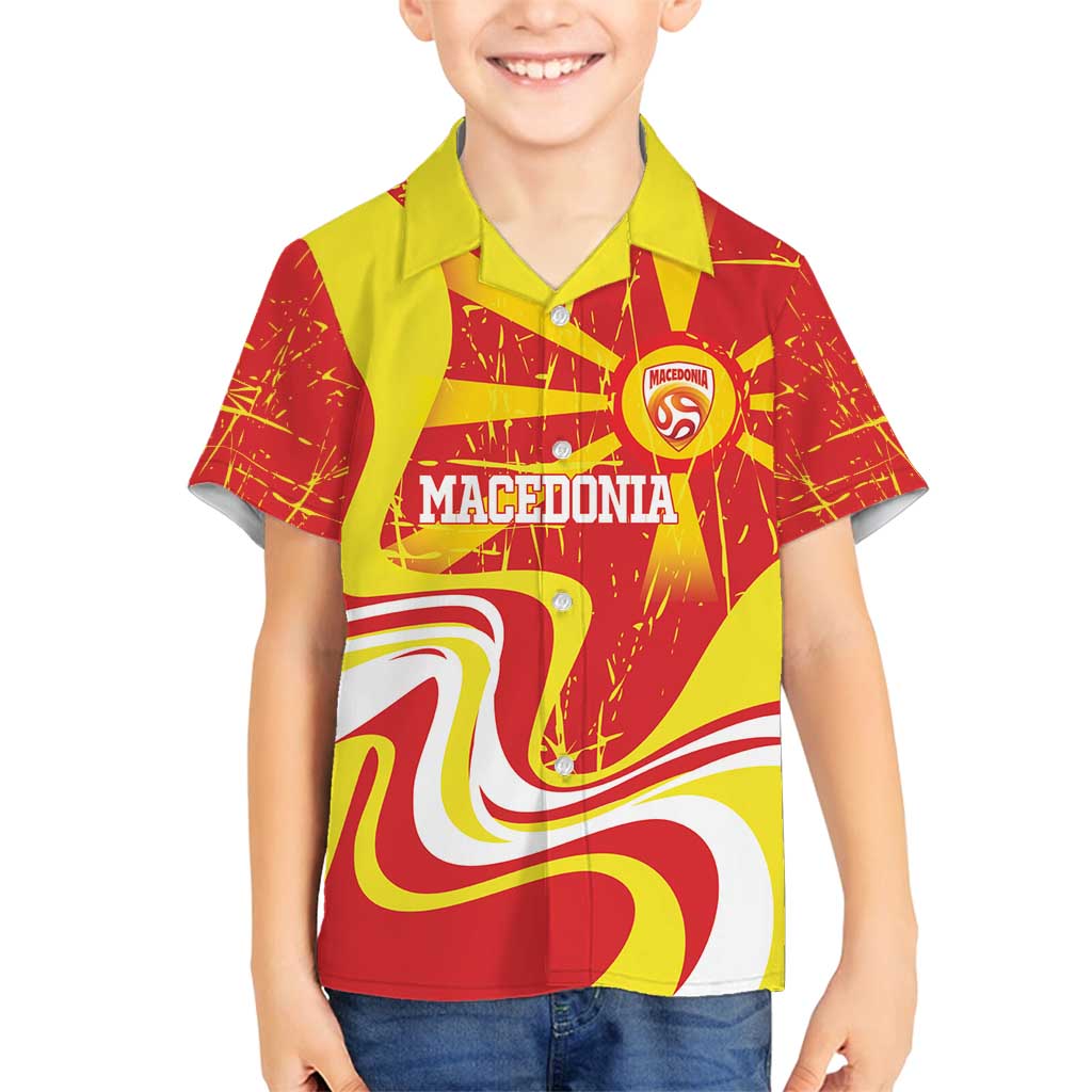 Macedonia Football Custom Family Matching Long Sleeve Bodycon Dress and Hawaiian Shirt Go Risovi Grunge Style - Wonder Print Shop