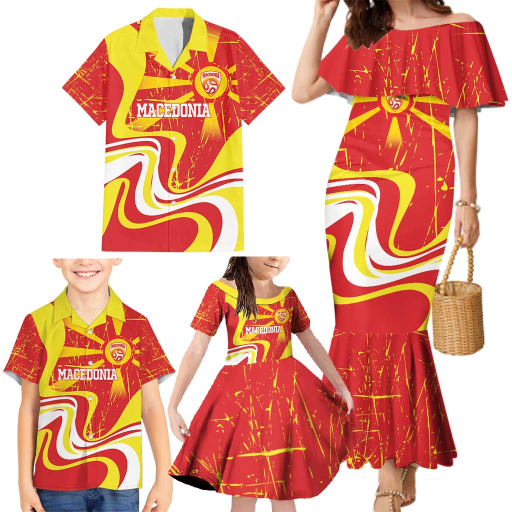 Macedonia Football Custom Family Matching Mermaid Dress and Hawaiian Shirt Go Risovi Grunge Style - Wonder Print Shop