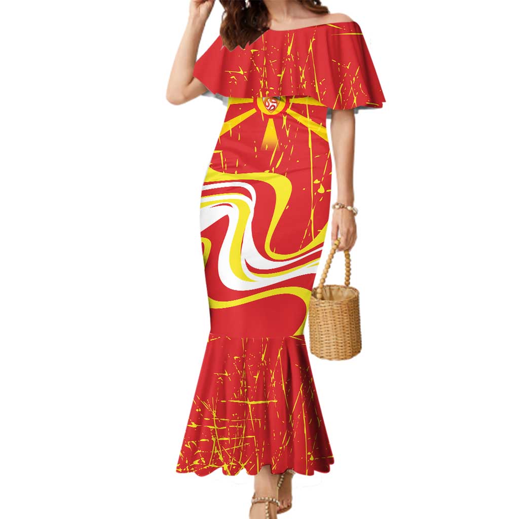 Macedonia Football Custom Family Matching Mermaid Dress and Hawaiian Shirt Go Risovi Grunge Style - Wonder Print Shop