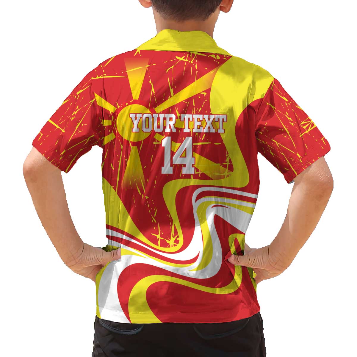 Macedonia Football Custom Family Matching Off The Shoulder Long Sleeve Dress and Hawaiian Shirt Go Risovi Grunge Style - Wonder Print Shop
