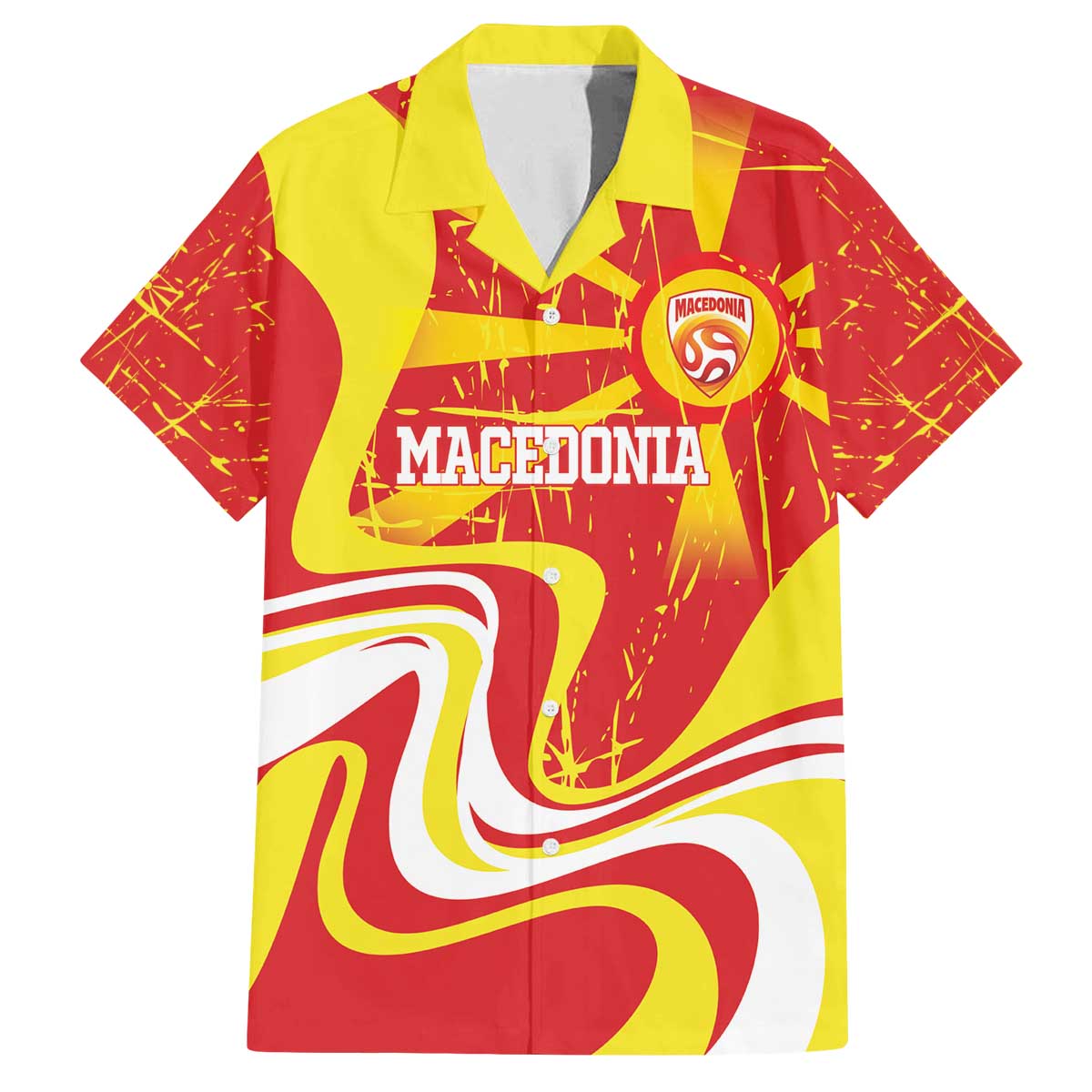 Macedonia Football Custom Family Matching Off The Shoulder Long Sleeve Dress and Hawaiian Shirt Go Risovi Grunge Style - Wonder Print Shop