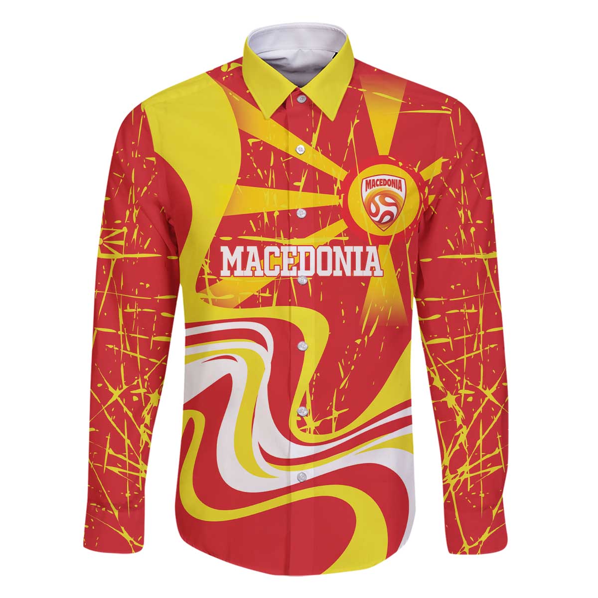 Macedonia Football Custom Family Matching Off The Shoulder Long Sleeve Dress and Hawaiian Shirt Go Risovi Grunge Style - Wonder Print Shop