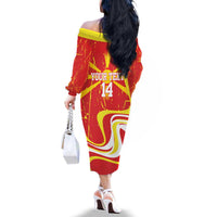 Macedonia Football Custom Family Matching Off The Shoulder Long Sleeve Dress and Hawaiian Shirt Go Risovi Grunge Style - Wonder Print Shop