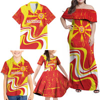 Macedonia Football Custom Family Matching Off Shoulder Maxi Dress and Hawaiian Shirt Go Risovi Grunge Style - Wonder Print Shop
