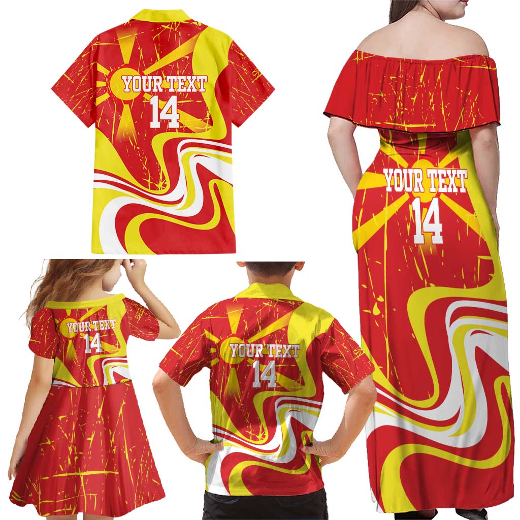 Macedonia Football Custom Family Matching Off Shoulder Maxi Dress and Hawaiian Shirt Go Risovi Grunge Style - Wonder Print Shop