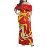 Macedonia Football Custom Family Matching Off Shoulder Maxi Dress and Hawaiian Shirt Go Risovi Grunge Style - Wonder Print Shop