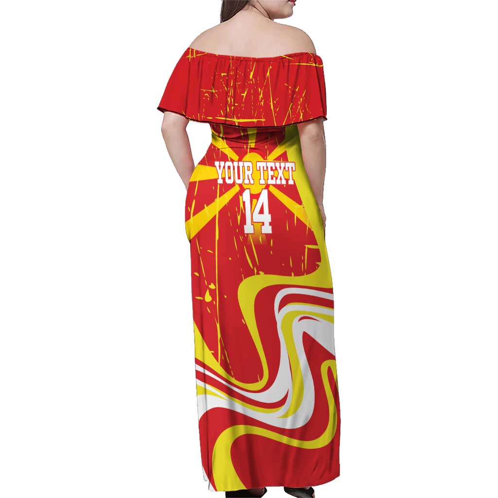 Macedonia Football Custom Family Matching Off Shoulder Maxi Dress and Hawaiian Shirt Go Risovi Grunge Style - Wonder Print Shop