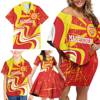 Macedonia Football Custom Family Matching Off Shoulder Short Dress and Hawaiian Shirt Go Risovi Grunge Style - Wonder Print Shop