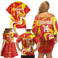 Macedonia Football Custom Family Matching Off Shoulder Short Dress and Hawaiian Shirt Go Risovi Grunge Style - Wonder Print Shop