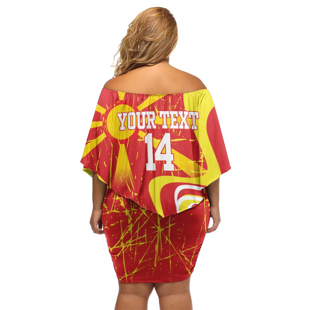 Macedonia Football Custom Family Matching Off Shoulder Short Dress and Hawaiian Shirt Go Risovi Grunge Style - Wonder Print Shop
