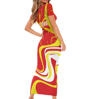 Macedonia Football Custom Family Matching Short Sleeve Bodycon Dress and Hawaiian Shirt Go Risovi Grunge Style - Wonder Print Shop