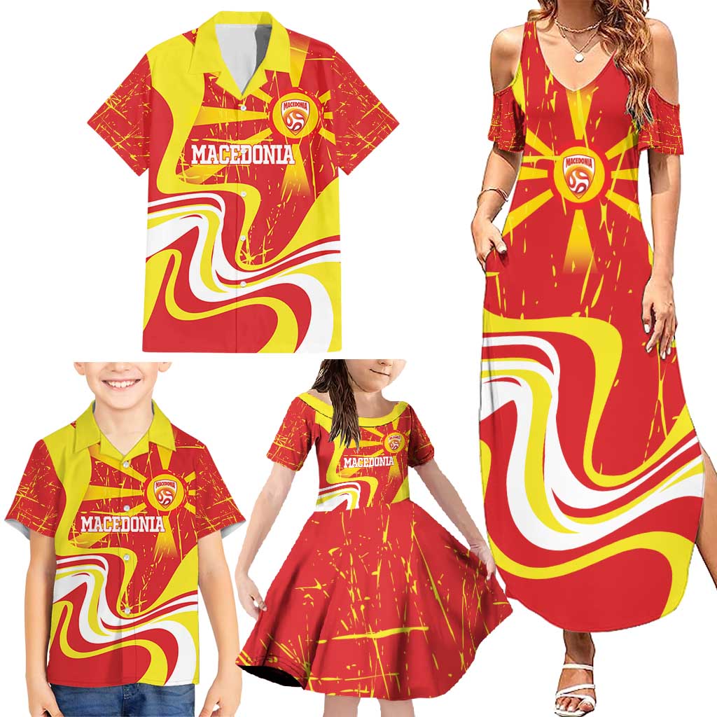 Macedonia Football Custom Family Matching Summer Maxi Dress and Hawaiian Shirt Go Risovi Grunge Style - Wonder Print Shop