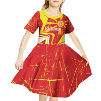 Macedonia Football Custom Kid Short Sleeve Dress Go Risovi Grunge Style - Wonder Print Shop