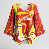 Macedonia Football Custom Kimono Sleeve Blouse Go Risovi Grunge Style - Wonder Print Shop