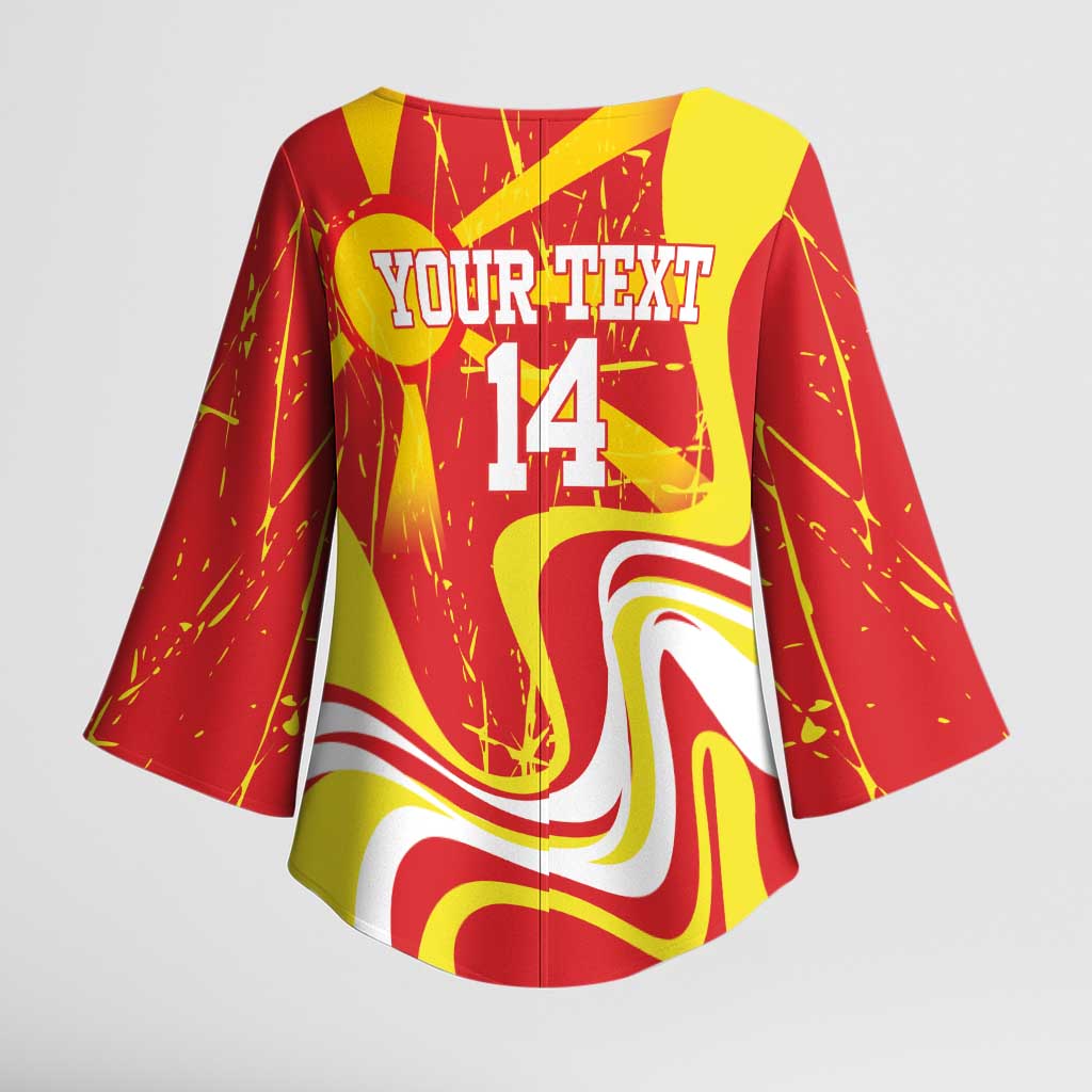 Macedonia Football Custom Kimono Sleeve Blouse Go Risovi Grunge Style - Wonder Print Shop