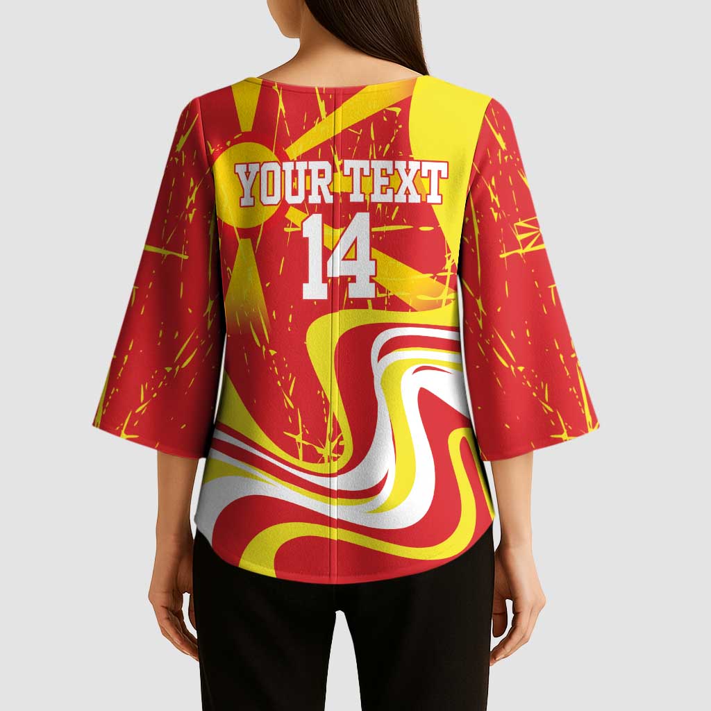 Macedonia Football Custom Kimono Sleeve Blouse Go Risovi Grunge Style - Wonder Print Shop