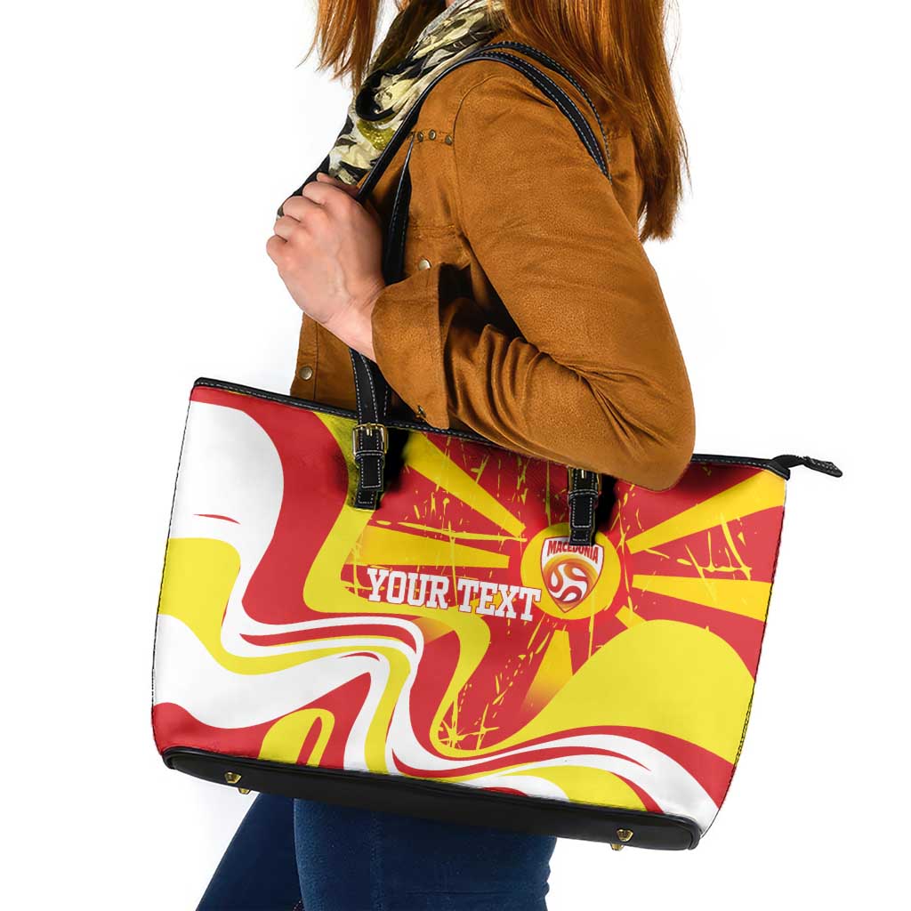 Macedonia Football Custom Leather Tote Bag Go Risovi Grunge Style - Wonder Print Shop