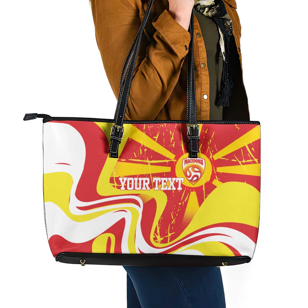 Macedonia Football Custom Leather Tote Bag Go Risovi Grunge Style - Wonder Print Shop