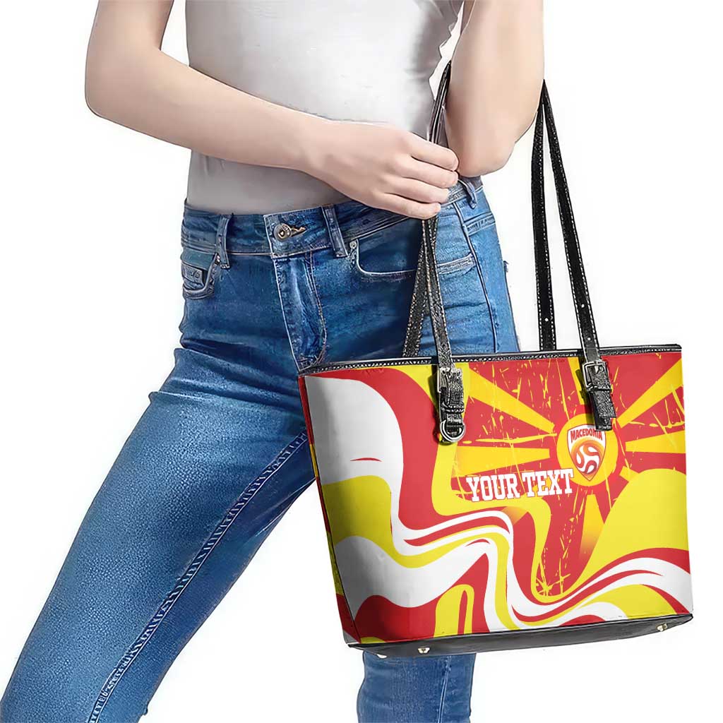 Macedonia Football Custom Leather Tote Bag Go Risovi Grunge Style - Wonder Print Shop
