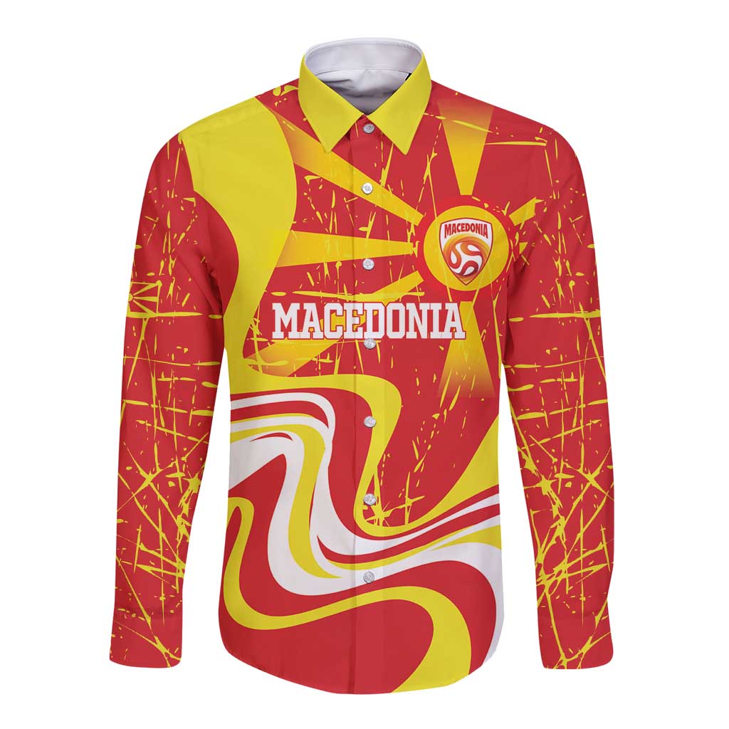 Macedonia Football Custom Long Sleeve Button Shirt Go Risovi Grunge Style - Wonder Print Shop