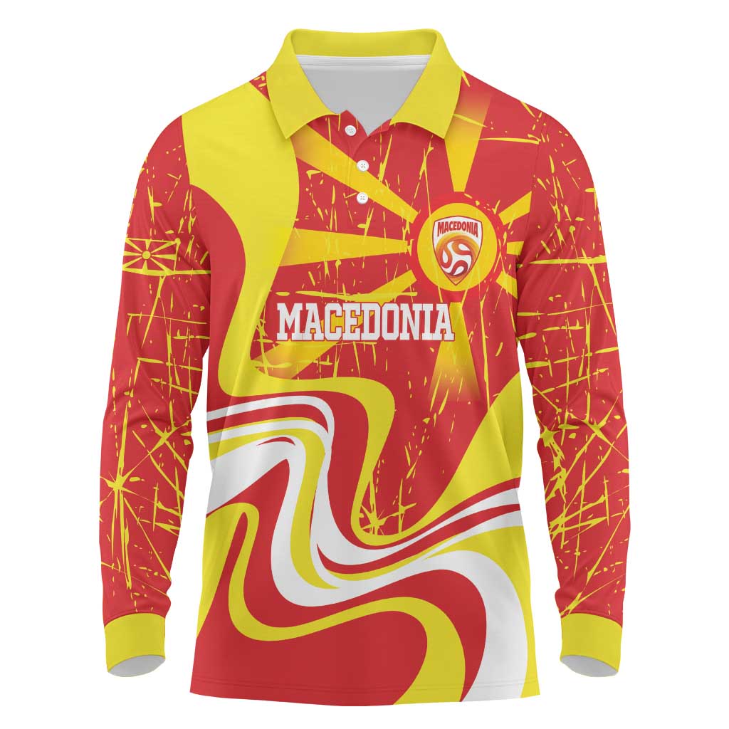 Macedonia Football Custom Long Sleeve Polo Shirt Go Risovi Grunge Style - Wonder Print Shop