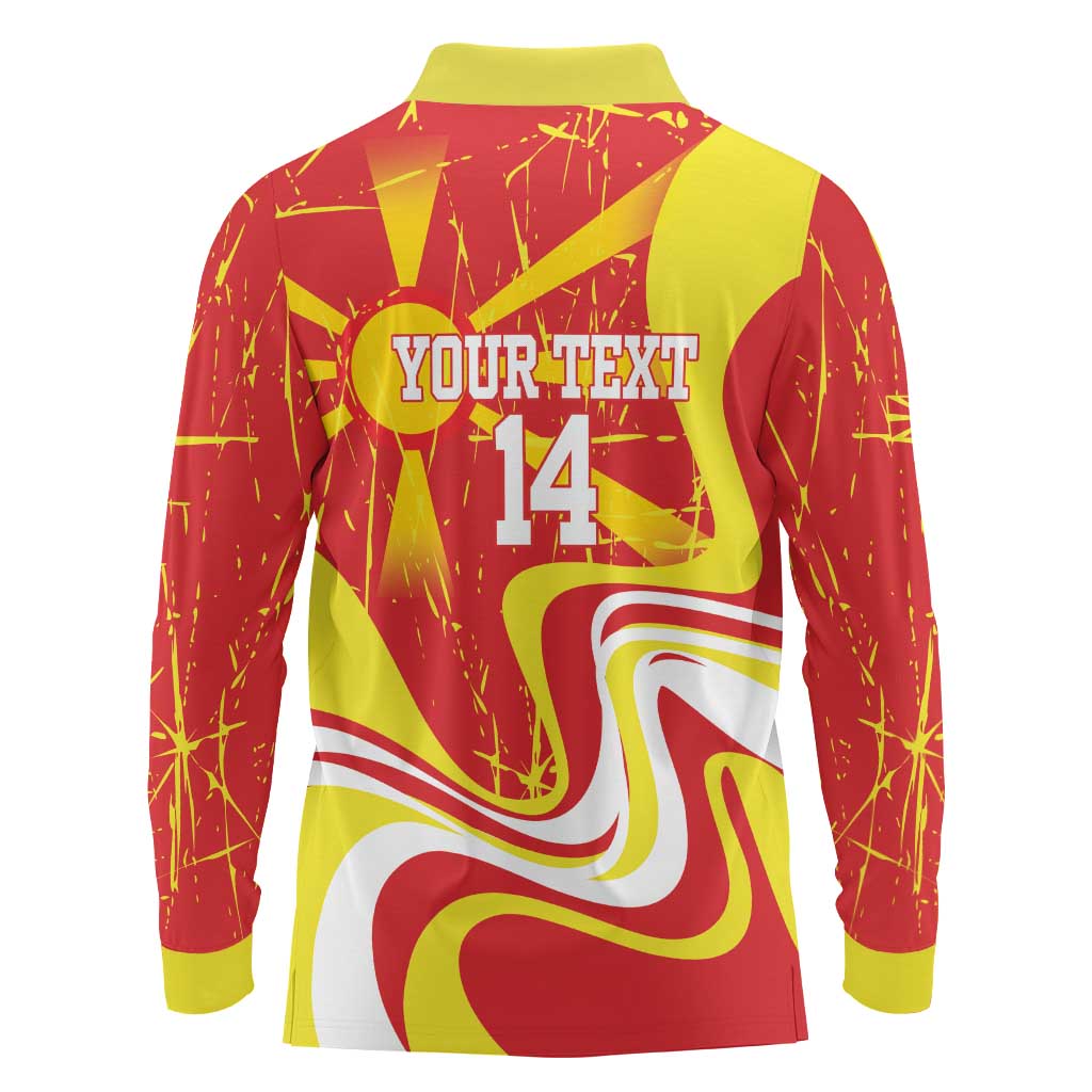 Macedonia Football Custom Long Sleeve Polo Shirt Go Risovi Grunge Style - Wonder Print Shop