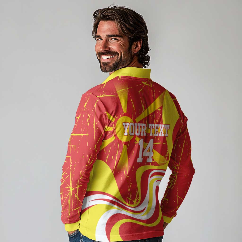 Macedonia Football Custom Long Sleeve Polo Shirt Go Risovi Grunge Style - Wonder Print Shop
