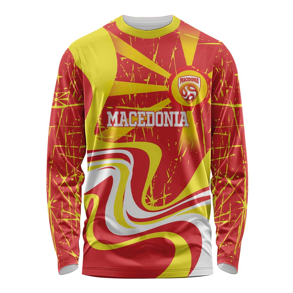 Macedonia Football Custom Long Sleeve Shirt Go Risovi Grunge Style - Wonder Print Shop