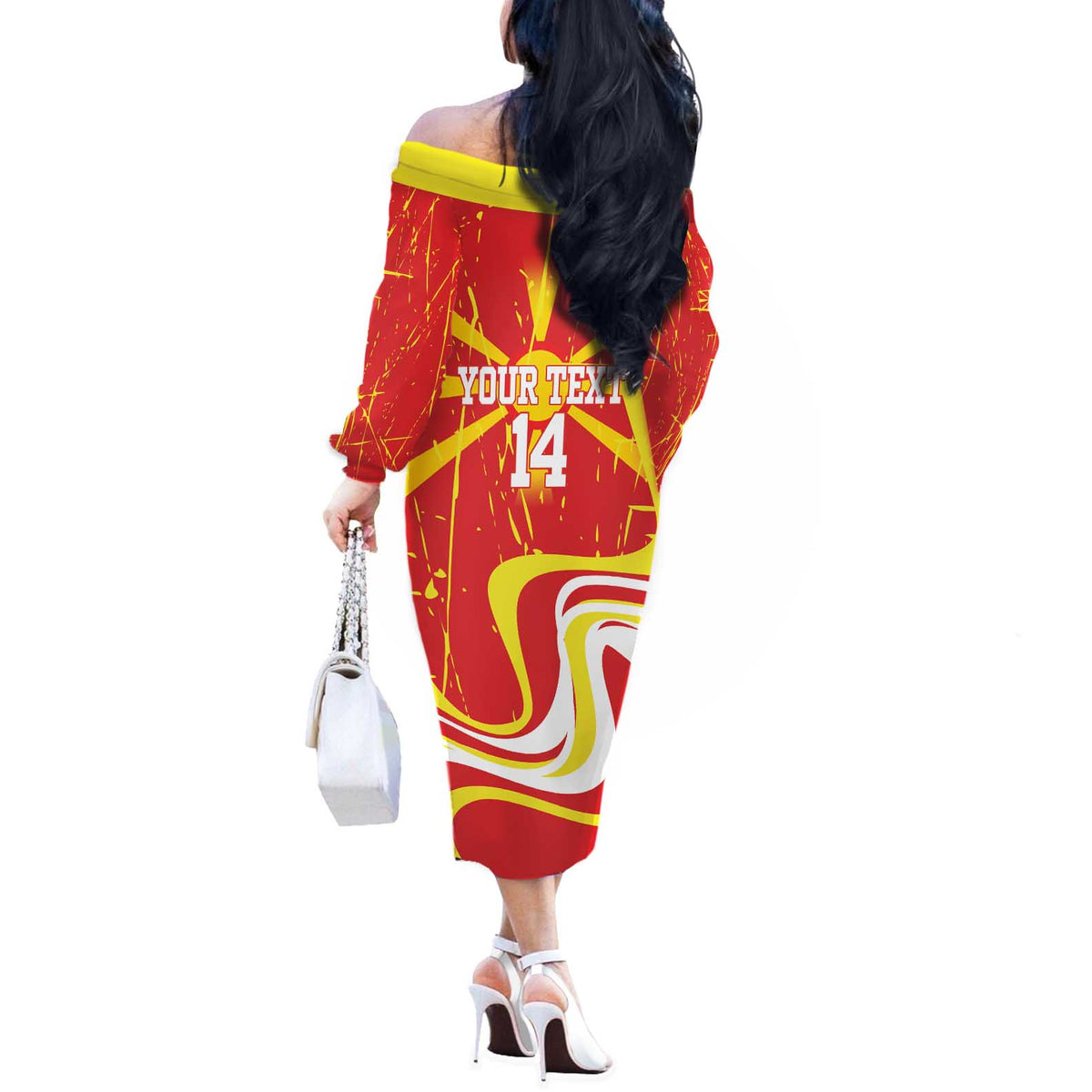 Macedonia Football Custom Off The Shoulder Long Sleeve Dress Go Risovi Grunge Style - Wonder Print Shop